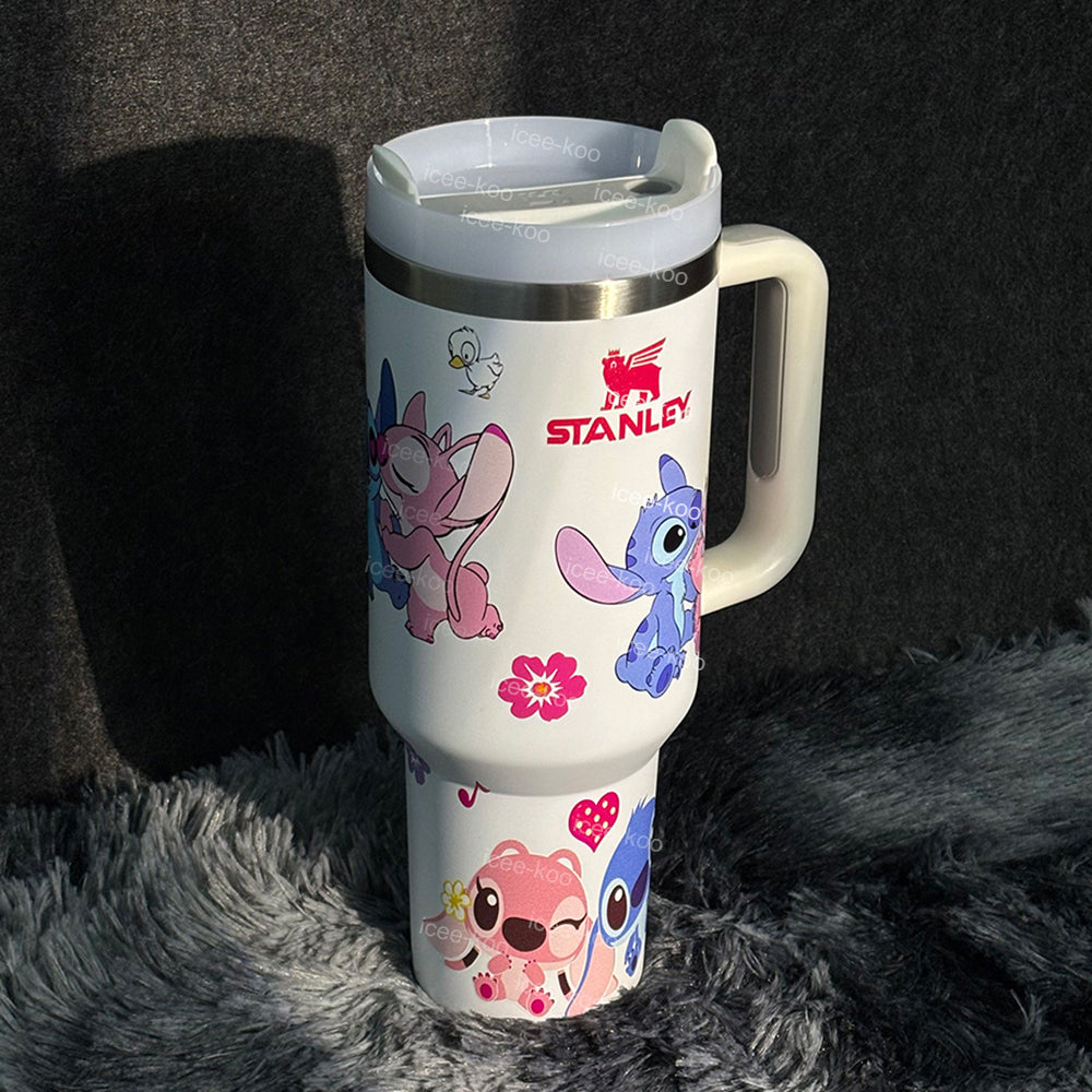 40oz Stitch & Angel in love Stainless Steel Vacuum Insulated Tumbler 🚢Free Shipping🚢