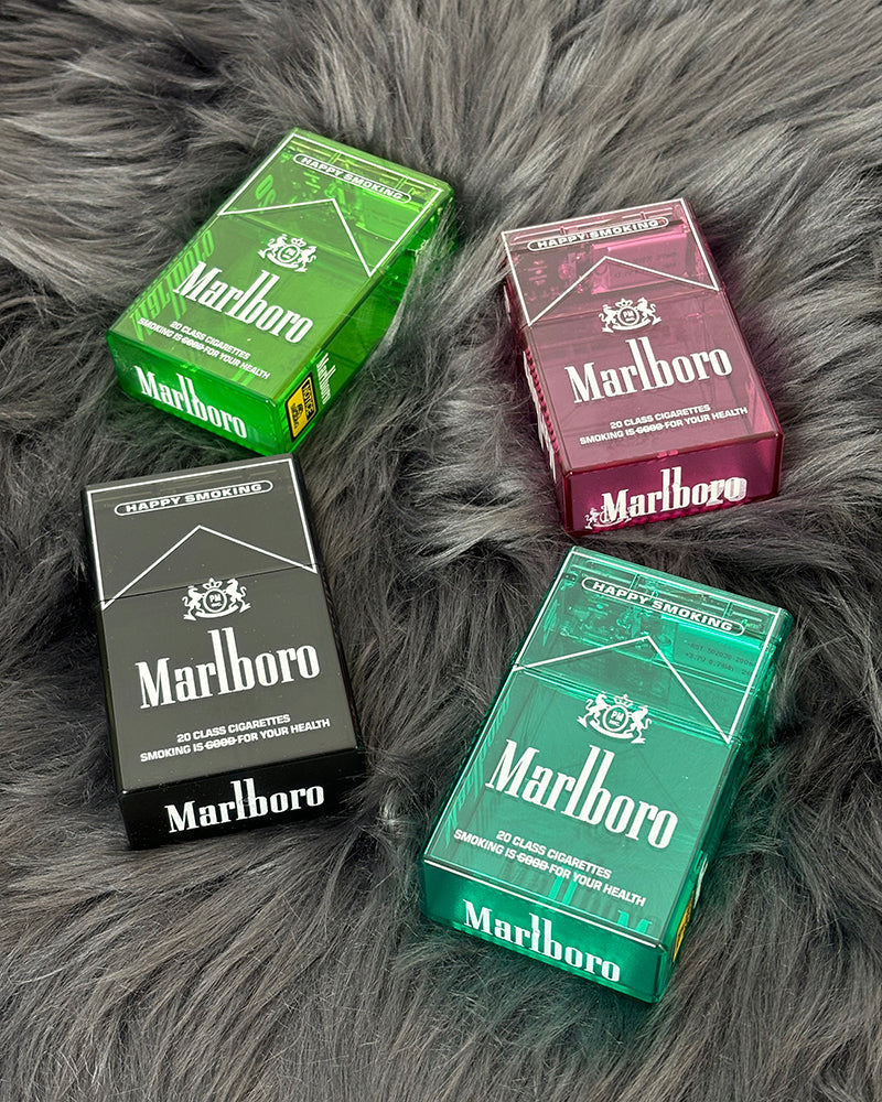 Marlboro case can hold 20 regular size, rechargeable with flash light