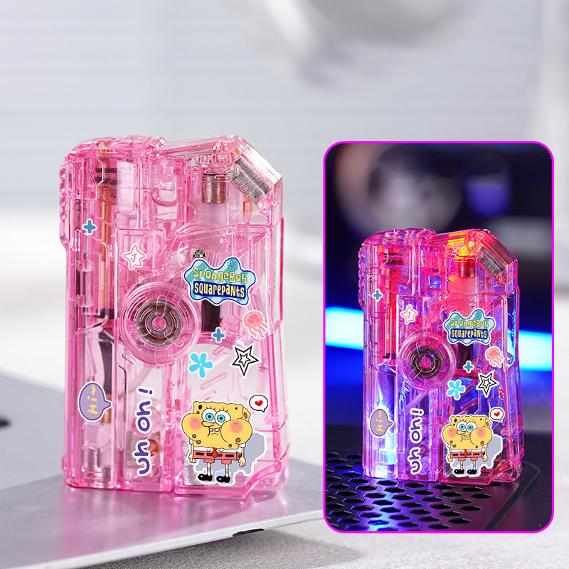 Glowing Transparent Gyro Finger Lighter Folding Spinning Decompression