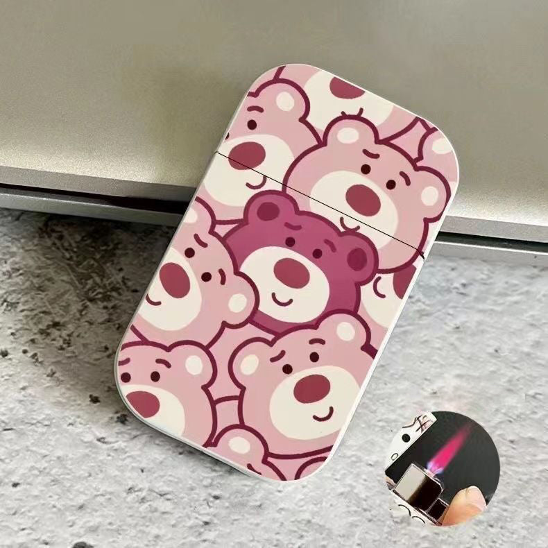 Cute Pink Flame Windproof Inflatable Lighter