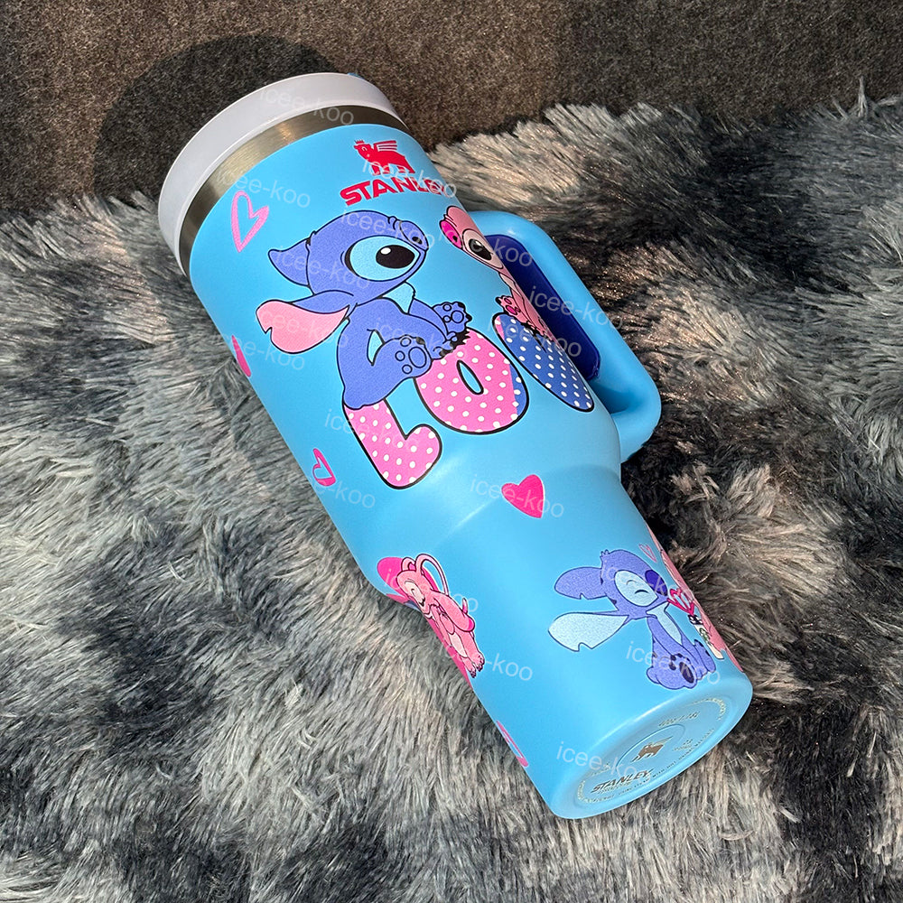 40oz Blue Love Stitch And Angel Tumbler 🚢Free Shipping🚢