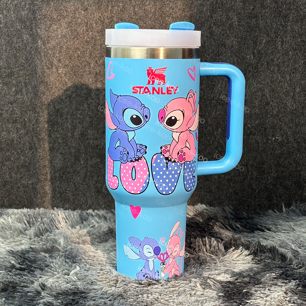 40oz Blue Love Stitch And Angel Tumbler 🚢Free Shipping🚢