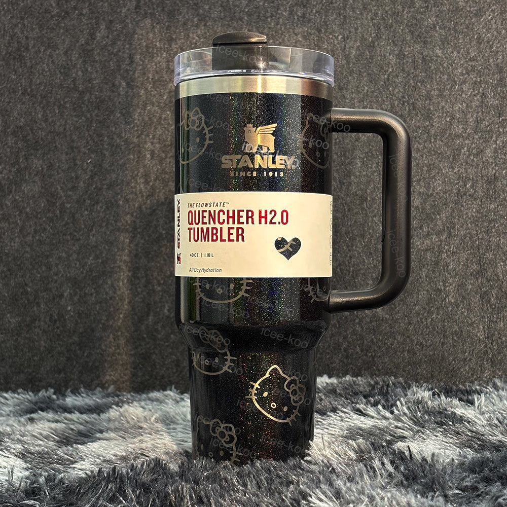 40oz Laser Printed Black Kitty Tumbler 🚢Free Shipping🚢