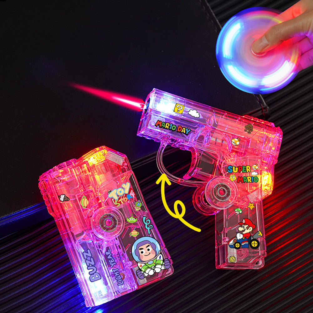 Glowing Transparent Gyro Finger Lighter Folding Spinning Decompression