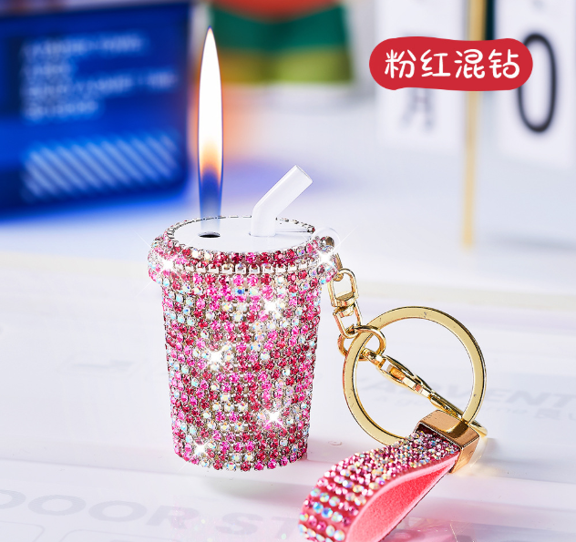 Diamond Milk Tea Cup Inflatable Lighter
