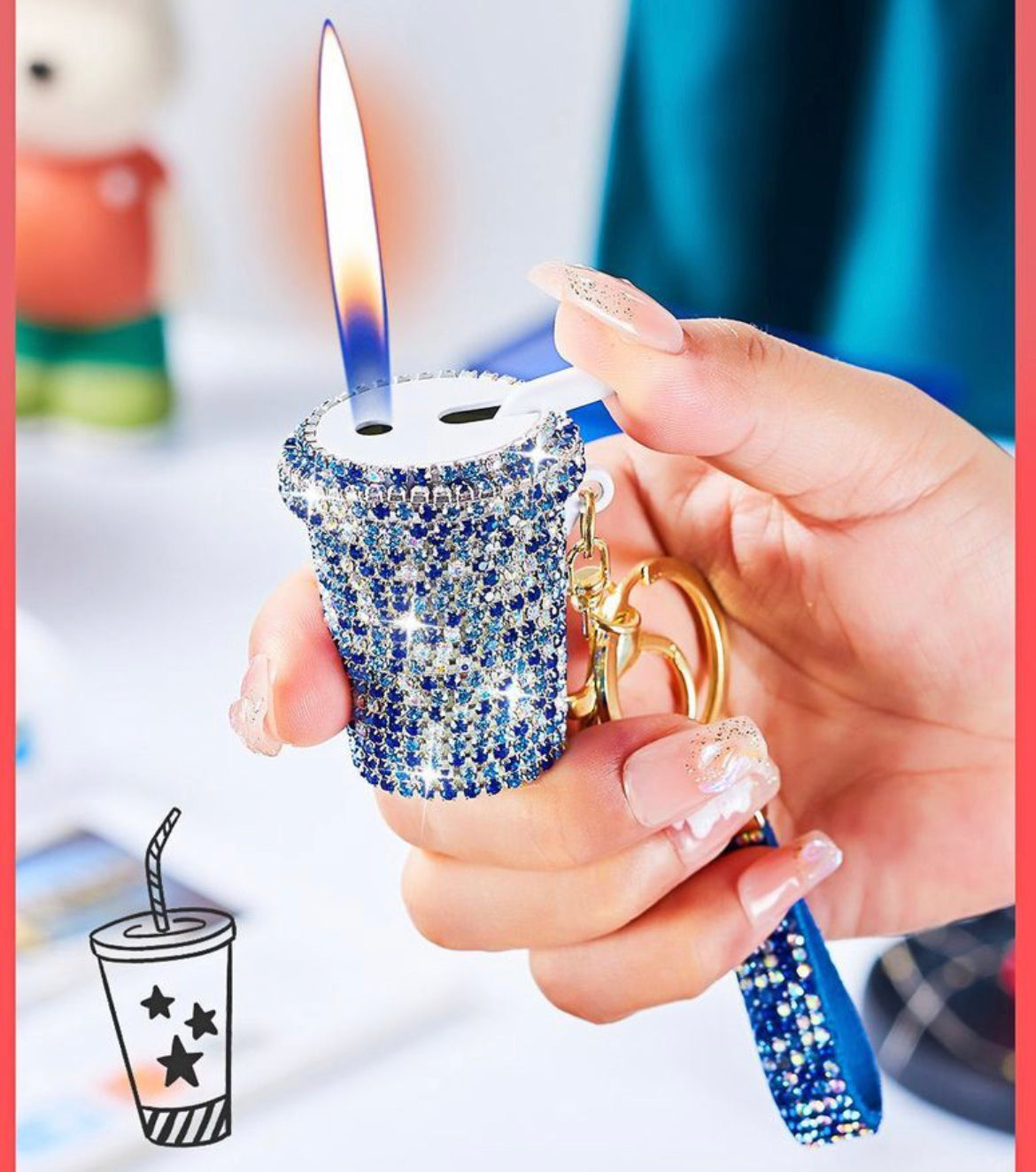 Diamond Milk Tea Cup Inflatable Lighter
