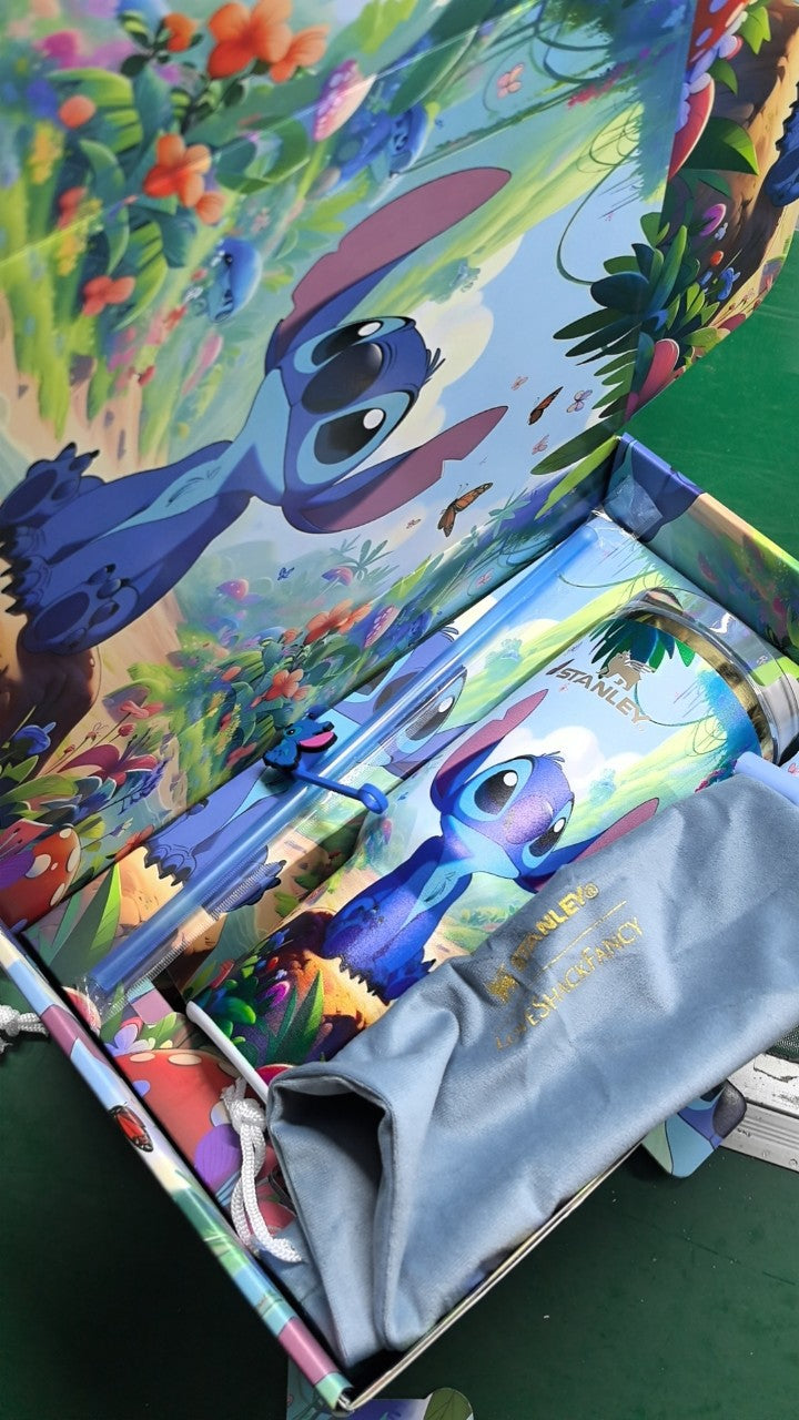 🔥40OZ Stitch Insulated Tumbler Gift Box  Include Straw and Topper