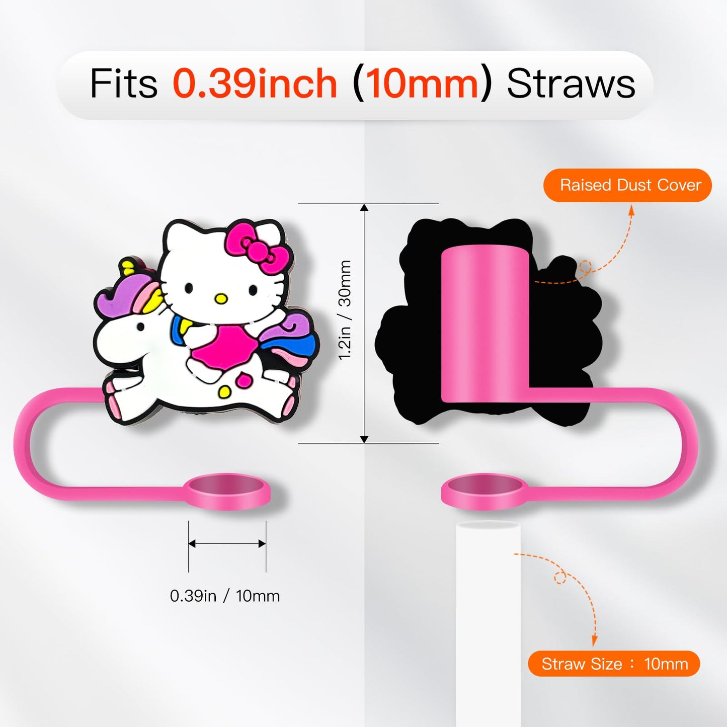 8Pcs Cartoon Straw Covers Cap