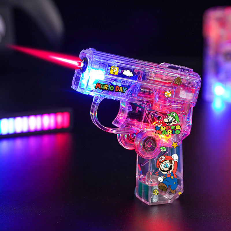 Cartoon luminous translucent folding rotary decompression lighter windproof