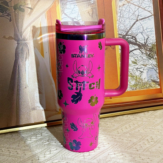 40oz Rose Red Stitch Stainless Steel Vacuum Insulated Tumbler 🚢Free Shipping🚢