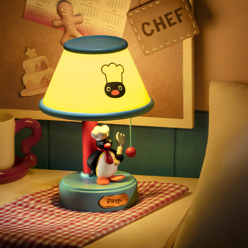 Pingu Chef Desk Lamp - 3 Adjustable Brightness Levels, with Smart Timer, Old-fashioned Pull-wire Switch - Fun Desk Decor & Gift