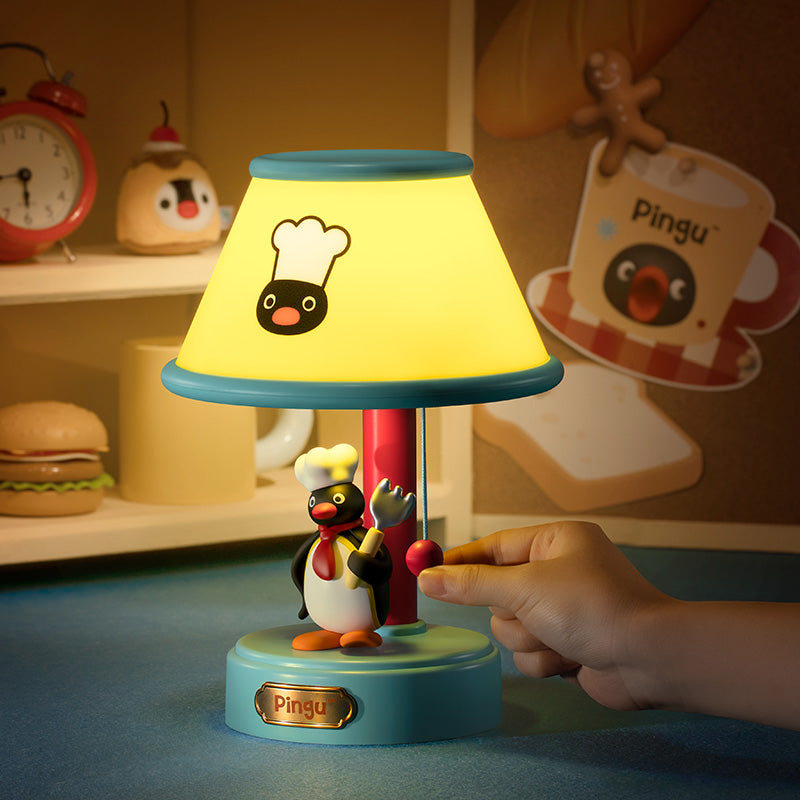 Pingu Chef Desk Lamp - 3 Adjustable Brightness Levels, with Smart Timer, Old-fashioned Pull-wire Switch - Fun Desk Decor & Gift