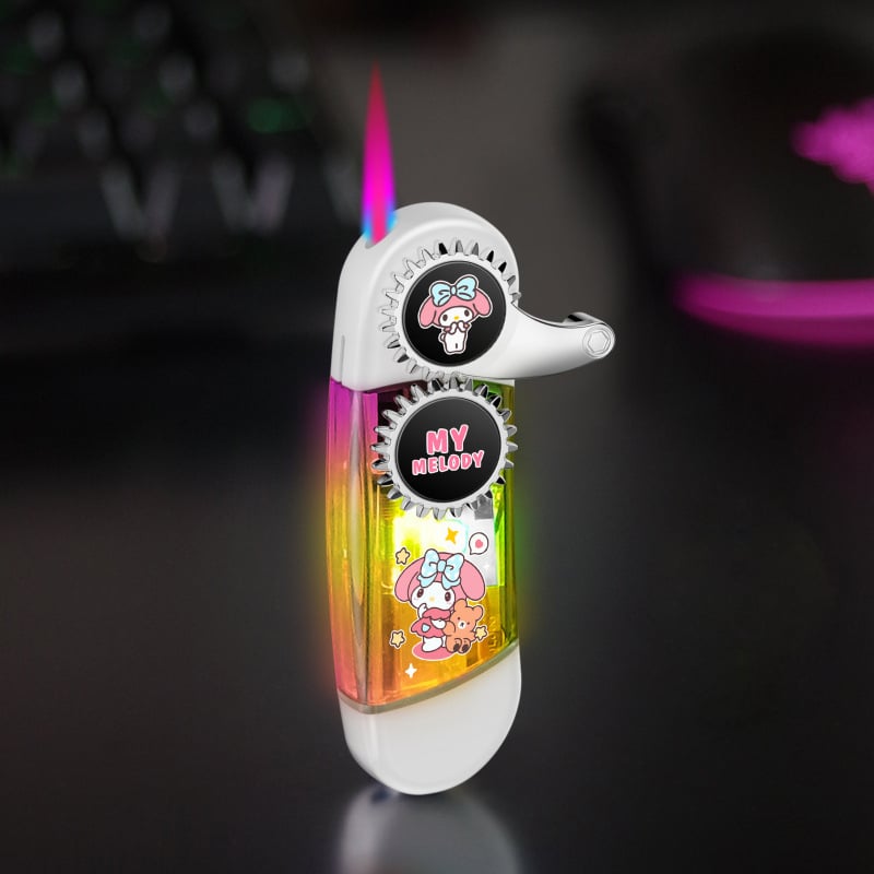 Cute cartoon colorful flame lighter with LED light