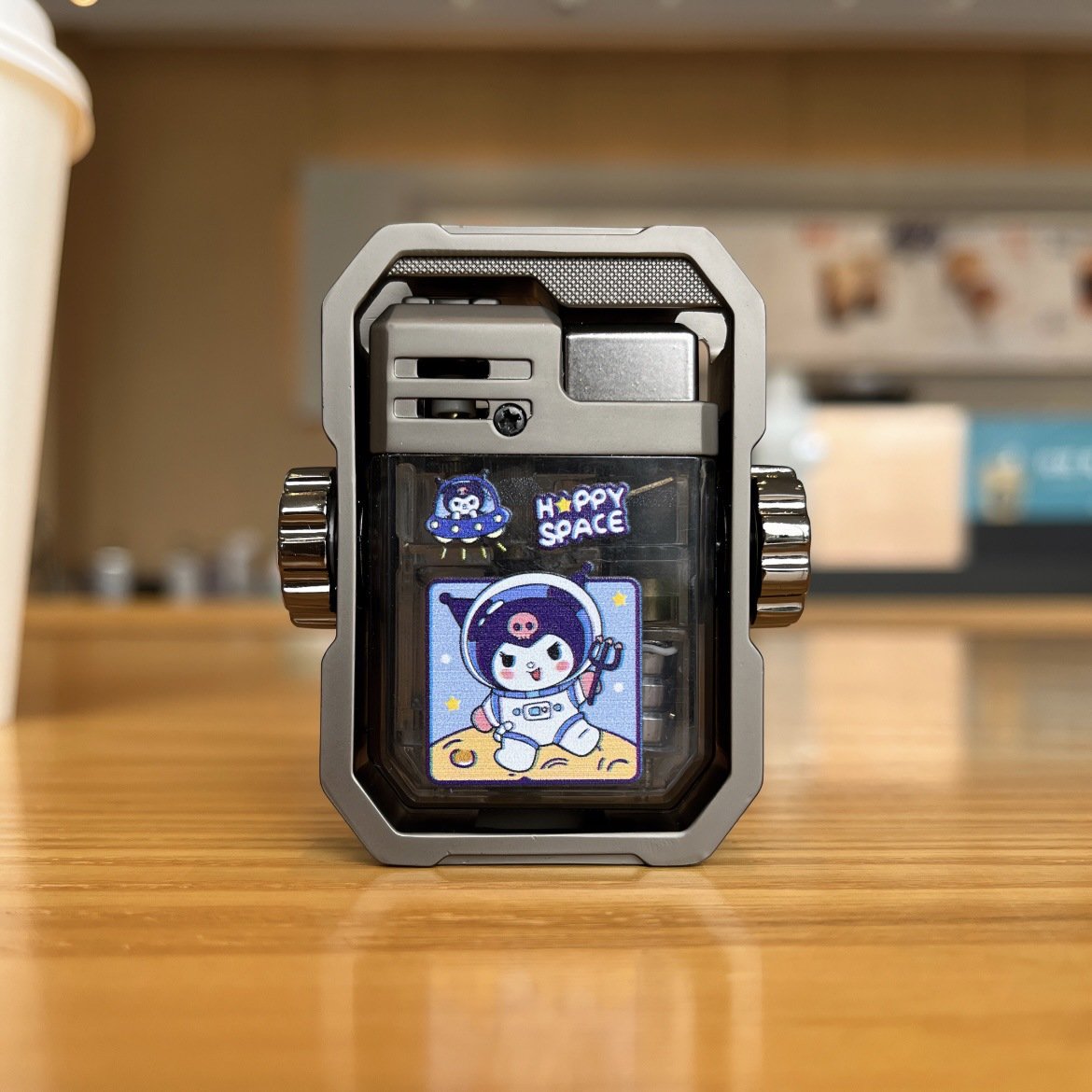 Cute cartoon decompression lighter windproof with flash （Free shipping）